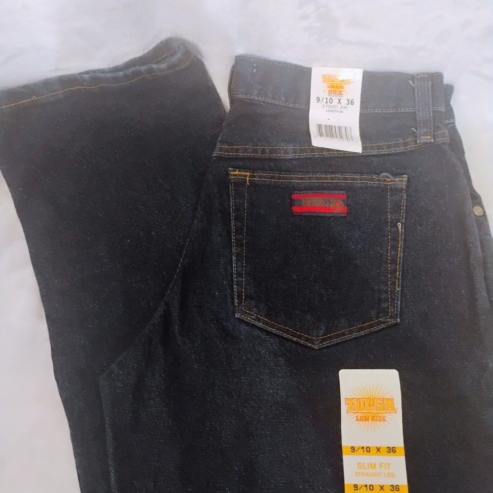 Wrangler Twenty X Tulsa Low Rise Slim Fit Straight Jeans Dark Wash 9 10 x 36 Y